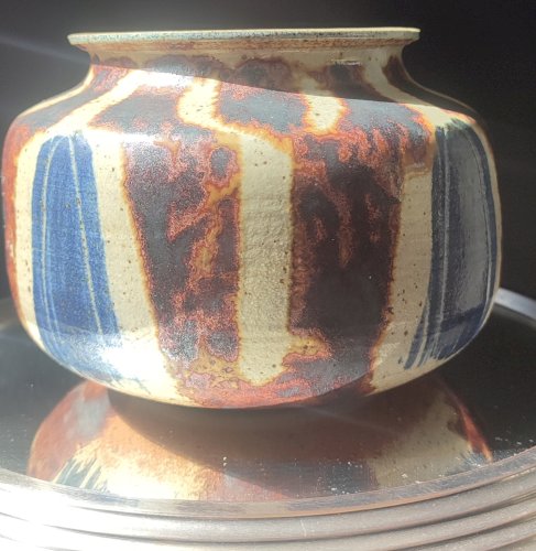 Vase Boule en Grès pyrité signé