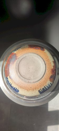 Vase Boule en Grès pyrité signé