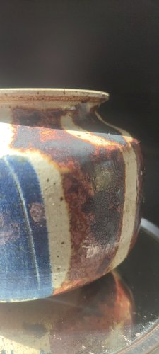 Vase Boule en Grès pyrité signé