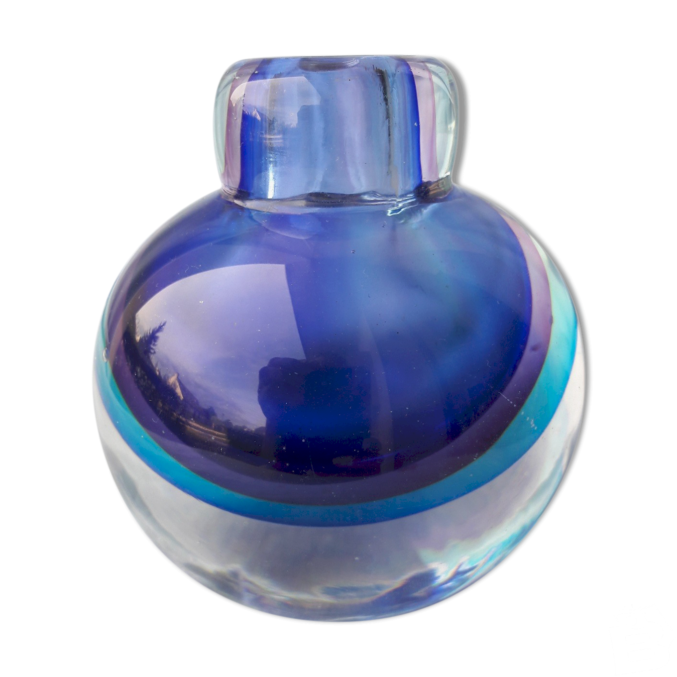 Vase boule en verre Bleu Vendu