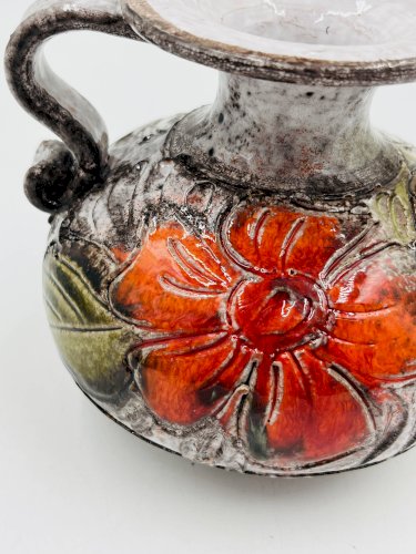 Vase Boule Flower Power – Céramique Italienne Vintage (Style Brutaliste)