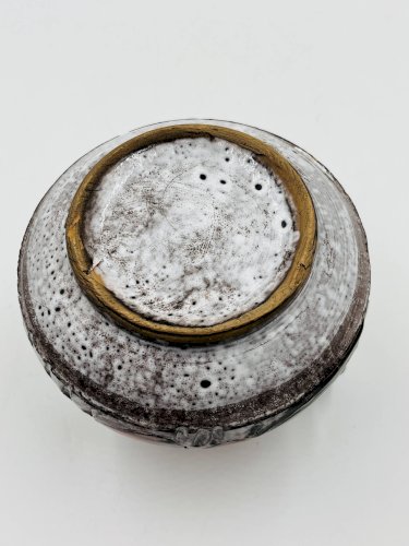 Vase Boule Flower Power – Céramique Italienne Vintage (Style Brutaliste)