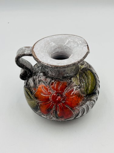 Vase Boule Flower Power – Céramique Italienne Vintage (Style Brutaliste)