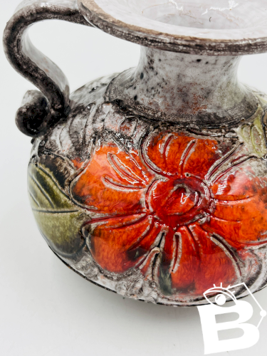 Vase Boule Flower Power – Céramique Italienne Vintage (Style Brutaliste)