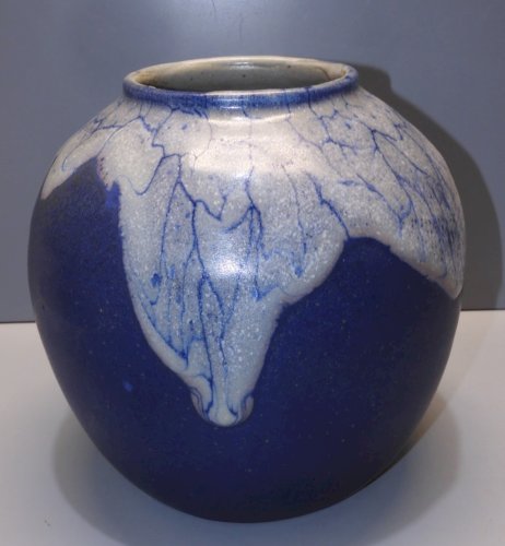 -VASE BOULE LEON POINTU GRES de PUISAYE  ART DECO CERAMIQUE  COLLECTION XXe   D