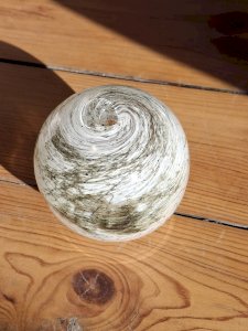 Signed blown glass ball vase soliflore by Yonel Faure