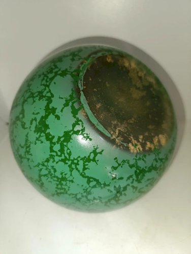 vase boule vert vintage craquele en bon etat