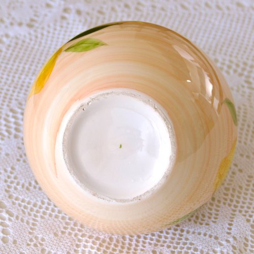 Vase boule vintage artisanal à décor citron