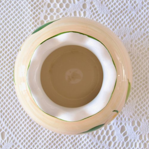 Vase boule vintage artisanal à décor citron