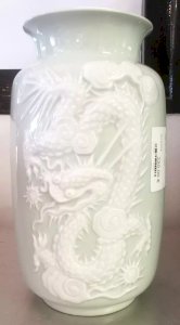 CELADON VASE Joseph Goy Barbotine Number 420 Dragon Limoges 1978 VE7 19/12