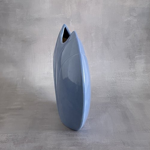 Vase céramique bleu vintage style art déco DLG Haeger Haut.~22cm