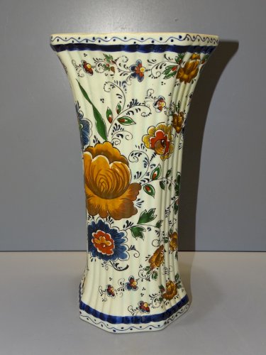 -VASE CERAMIQUE DELFT ANCIEN COLLECTION DECO BOUQUET DE FLEURS     D