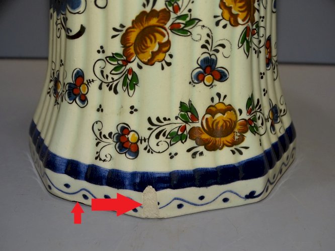 -VASE CERAMIQUE DELFT ANCIEN COLLECTION DECO BOUQUET DE FLEURS     D