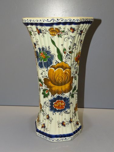 -VASE CERAMIQUE DELFT ANCIEN COLLECTION DECO BOUQUET DE FLEURS     D