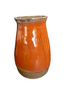 glazed orange ceramic vase vintage design handcrafted pottery 20th decoration