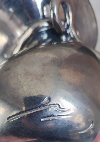 Vase céramique irisée années 60 signé