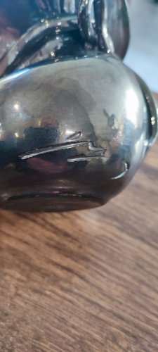 Vase céramique irisée années 60 signé