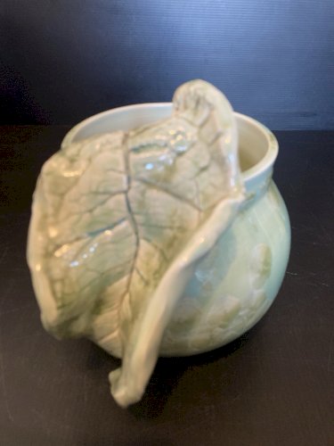 vase céramique naturaliste cristallisations  vert céladon signé à identifier