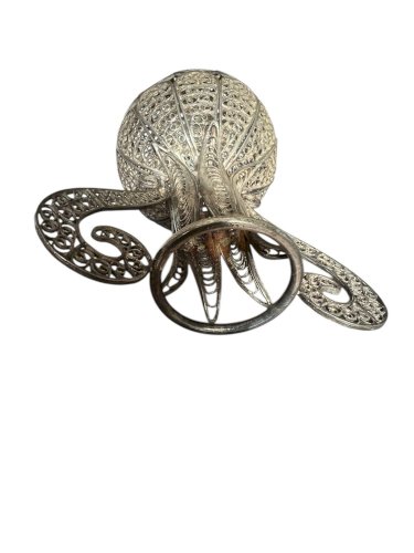 vase chinois ancien Filigrane Argenté  Atelier Suhai-10 Cms Vintage Decoration