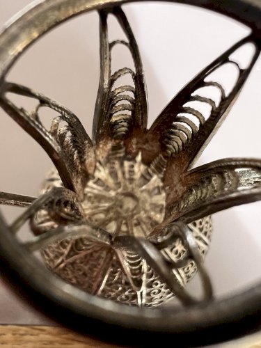 vase chinois ancien Filigrane Argenté  Atelier Suhai-10 Cms Vintage Decoration