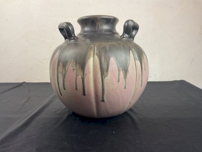 VASE CITROUILLE en grès Art Nouveau signé GILBERT MÉTÉNIER céramique 1900