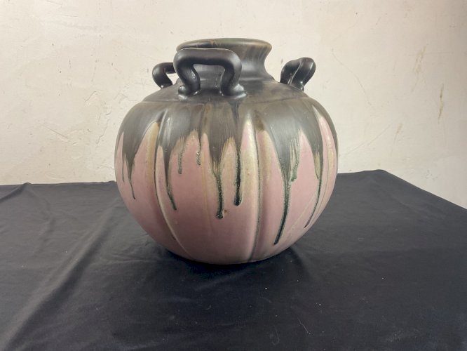 VASE CITROUILLE en grès Art Nouveau signé GILBERT MÉTÉNIER céramique 1900