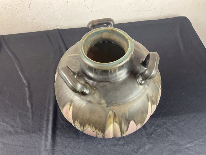 VASE CITROUILLE en grès Art Nouveau signé GILBERT MÉTÉNIER céramique 1900