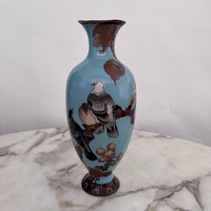 Vase cloisonné Japon XIXe décor d'oiseaux sur une branche M4020
