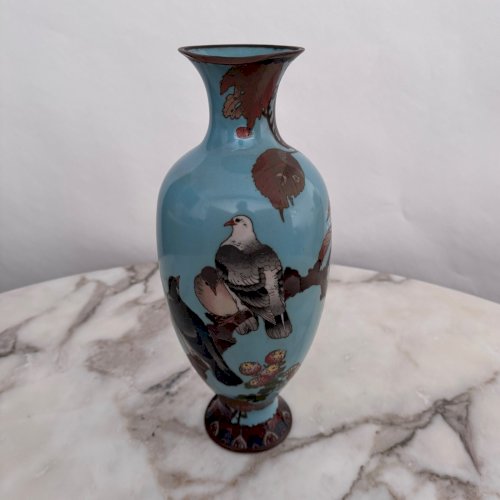 Vase cloisonné Japon XIXe décor d'oiseaux sur une branche M4020