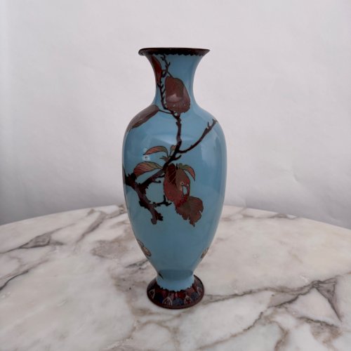Vase cloisonné Japon XIXe décor d'oiseaux sur une branche M4020