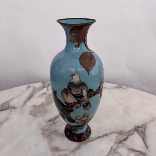 Vase cloisonné Japon XIXe décor d'oiseaux sur une branche M4020