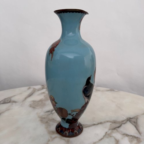 Vase cloisonné Japon XIXe décor d'oiseaux sur une branche M4020