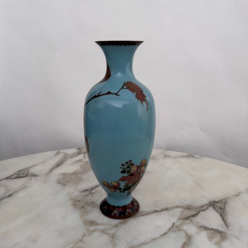Vase cloisonné Japon XIXe décor d'oiseaux sur une branche M4020