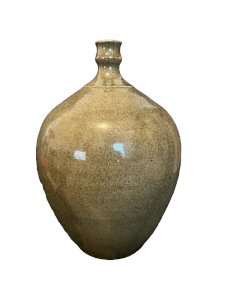 Vase contemporain en grès émaillé kaki artisanat poterie potier art pop