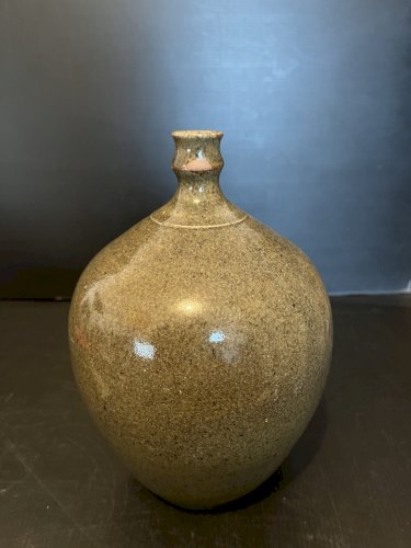 Vase contemporain en grès émaillé kaki artisanat poterie potier art pop