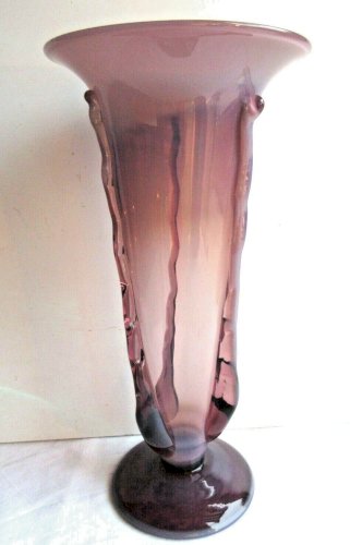 Vase cornet de Schneider en verre épais aux 3 couleurs, Art Nouveau / Déco