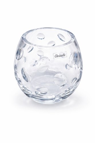 Vase Cristal Christofle 16cm Signé + Étiquette Parfait État Design Bullé