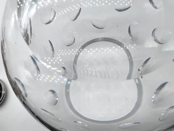 Vase Cristal Christofle 16cm Signé + Étiquette Parfait État Design Bullé