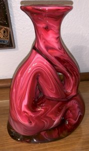 Free-form vase 1960's Murano blown glass red Gino Genedese ??