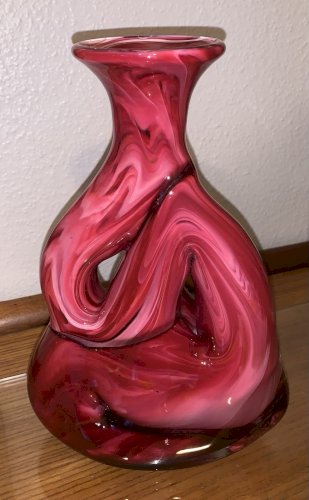 Vase de forme libre 1960's Murano verre soufflé rouge Gino Genedese ??