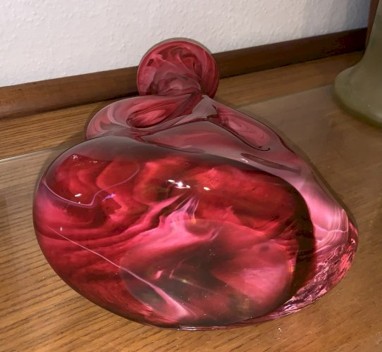 Vase de forme libre 1960's Murano verre soufflé rouge Gino Genedese ??