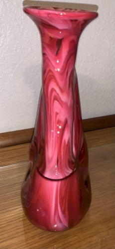 Vase de forme libre 1960's Murano verre soufflé rouge Gino Genedese ??