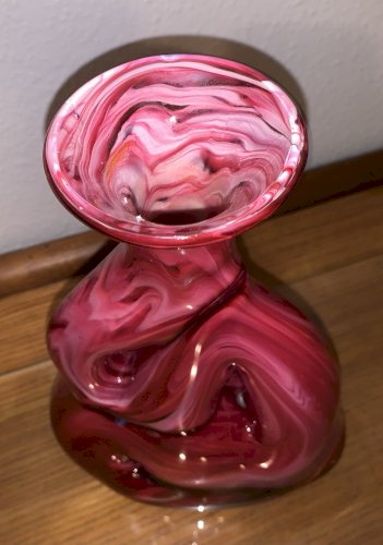 Vase de forme libre 1960's Murano verre soufflé rouge Gino Genedese ??