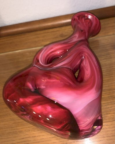 Vase de forme libre 1960's Murano verre soufflé rouge Gino Genedese ??