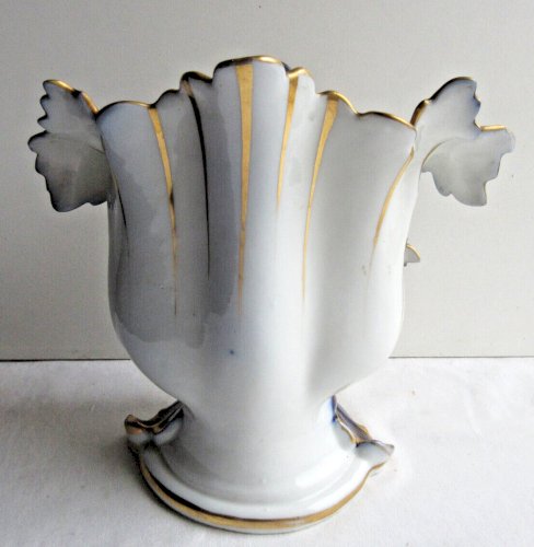 Vase de mariée ou d'église, porcelaine de Paris: Blanc, Or et bleu, Napoléon III