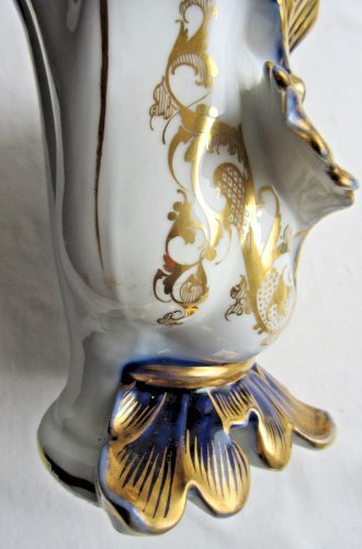 Vase de mariée ou d'église, porcelaine de Paris: Blanc, Or et bleu, Napoléon III