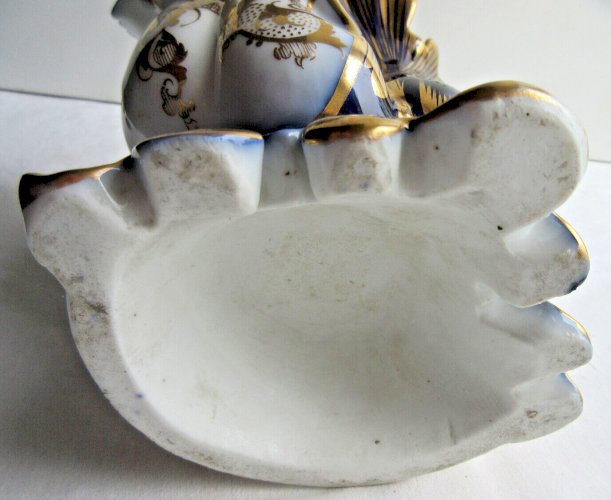 Vase de mariée ou d'église, porcelaine de Paris: Blanc, Or et bleu, Napoléon III