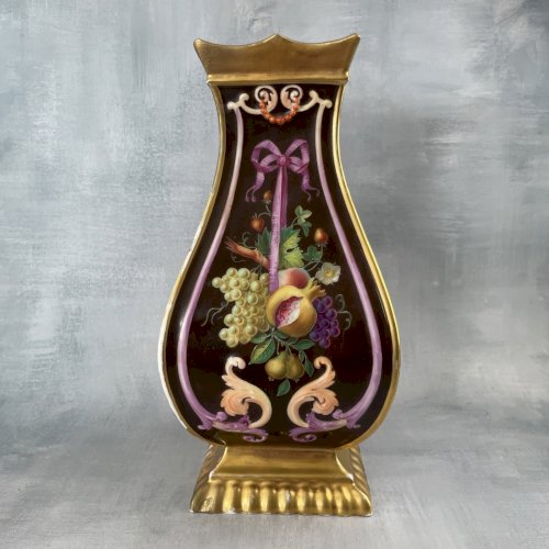 Vase décor bouquet porcelaine de Paris MONGINOT Blvd des Italiens début XIXe