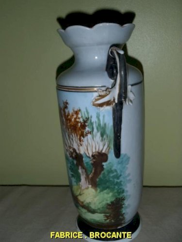 VASE DECOR DE PECHE EN PORCELAINE DU XIX ème SIECLE N°1