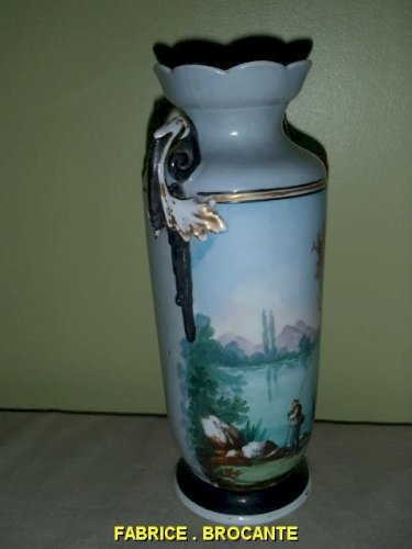 VASE DECOR DE PECHE EN PORCELAINE DU XIX ème SIECLE N°1